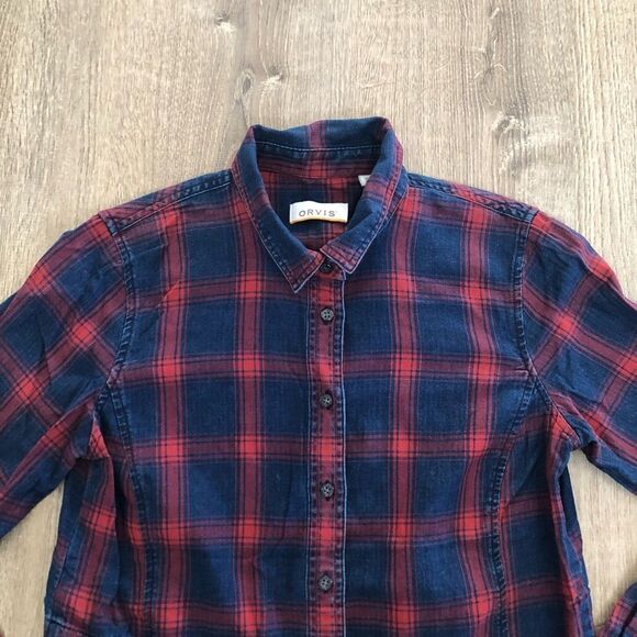 Orvis Womens Long Sleeve Button Up Flannel Shirt Size Small Work Hiking Fishing - Picture 2 of 12